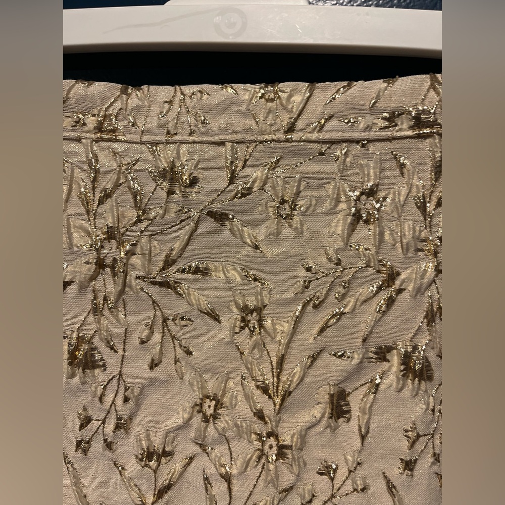 Anthropologie x Self Contrast Cream & Gold Crinkle Midi Skirt NWOT - Picture 3 of 8